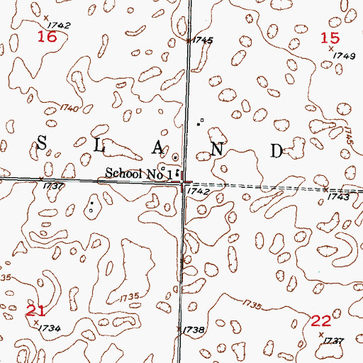Topographic Map of Township of Grassland, ND