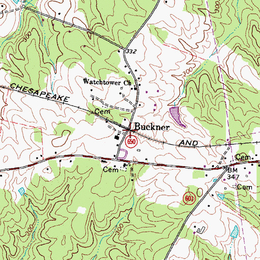 Topographic Map of Buckner Post Office, VA