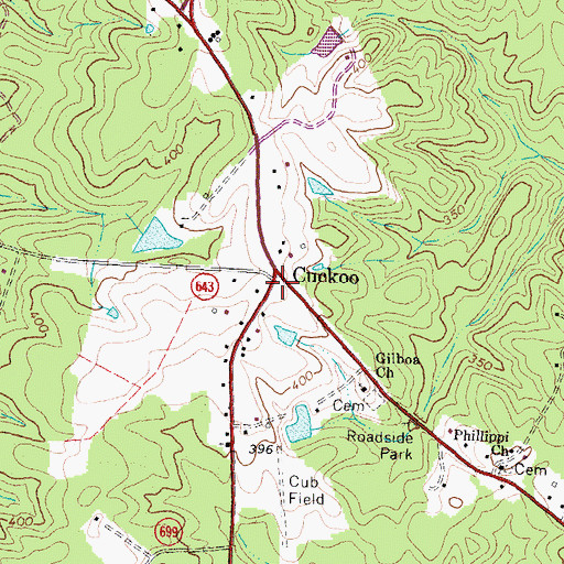 Topographic Map of Cuckoo Post Office, VA