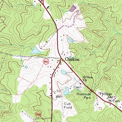 Topographic Map of Cuckoo Post Office, VA
