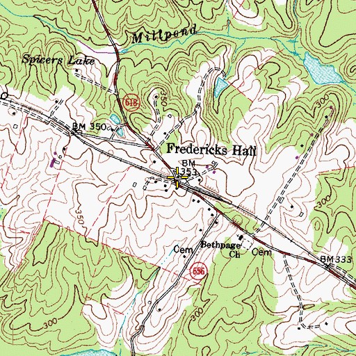Topographic Map of Fredericks Hall Post Office, VA