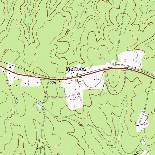 Topographic Map of Meltons Post Office, VA