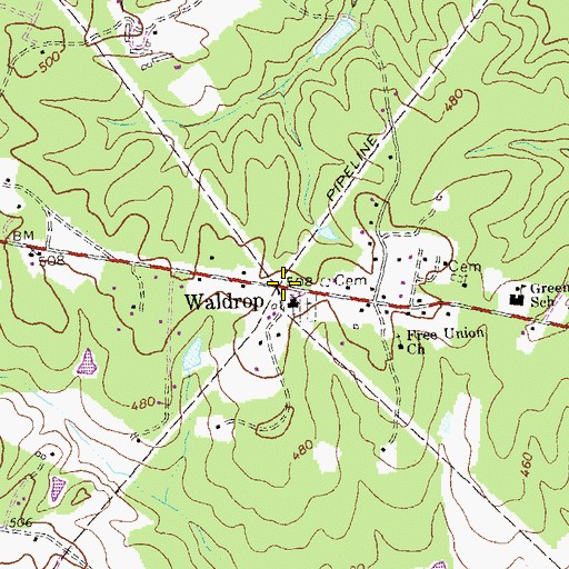 Topographic Map of Waldrop Post Office, VA