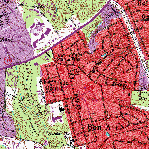 Topographic Map of Bon Air Baptist Church, VA
