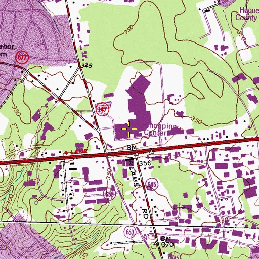 Topographic Map of Chesterfield Mall Shopping Center, VA