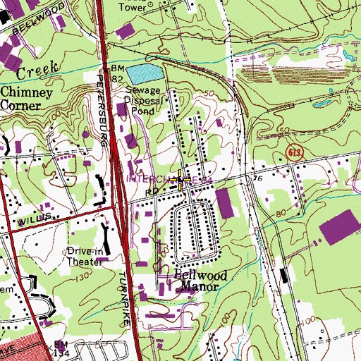 Topographic Map of Bellwood Baptist Church, VA