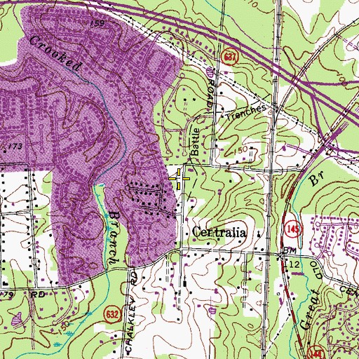 Topographic Map of Centralia Cemetery, VA