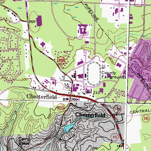 Topographic Map of Chesterfield County Jail, VA