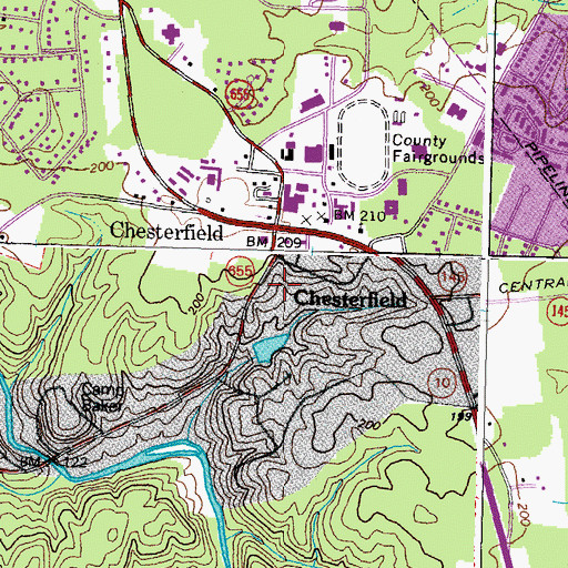 Topographic Map of Chesterfield Post Office, VA