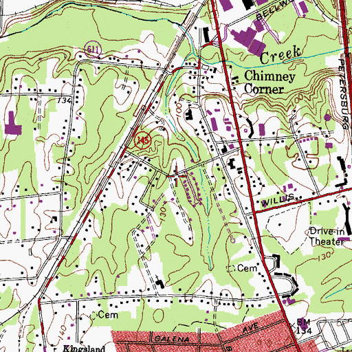 Topographic Map of Crescent Park, VA