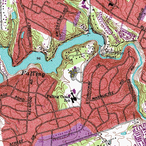 Topographic Map of Falling Creek Middle School, VA