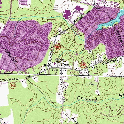 Topographic Map of Salem Baptist Church Cemetery, VA