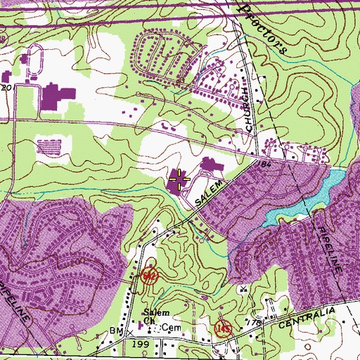Topographic Map of Salem Church Middle School, VA