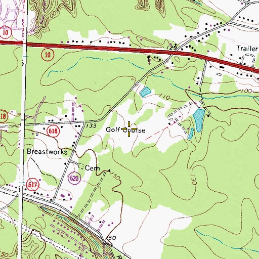Topographic Map of Bermuda Golf Course, VA