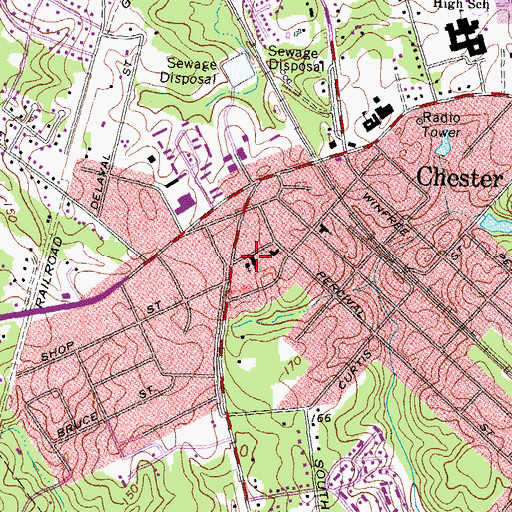 Topographic Map of Chester Baptist Church, VA