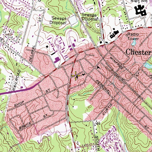 Topographic Map of Chester Baptist Church, VA