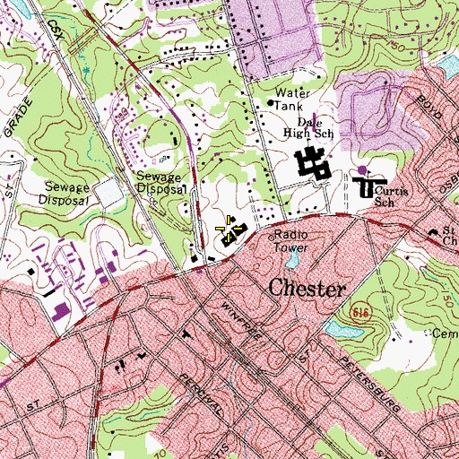 Topographic Map of Chester Middle School, VA
