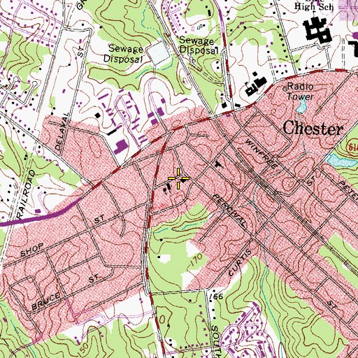 Topographic Map of Chester United Methodist Church, VA