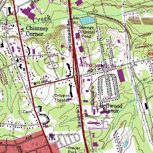 Topographic Map of Interchange 64, VA