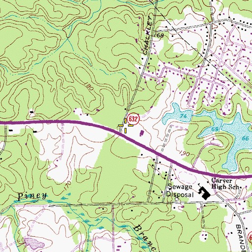 Topographic Map of Iron Bridge Plaza Shopping Center, VA