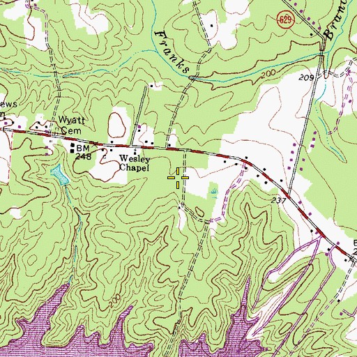Topographic Map of Oak Hill Estates, VA
