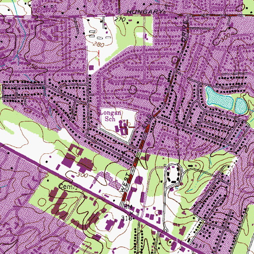 Topographic Map of R C Longan Elementary School, VA