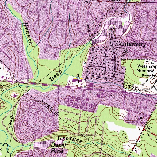 Topographic Map of Canterbury Shopping Center, VA