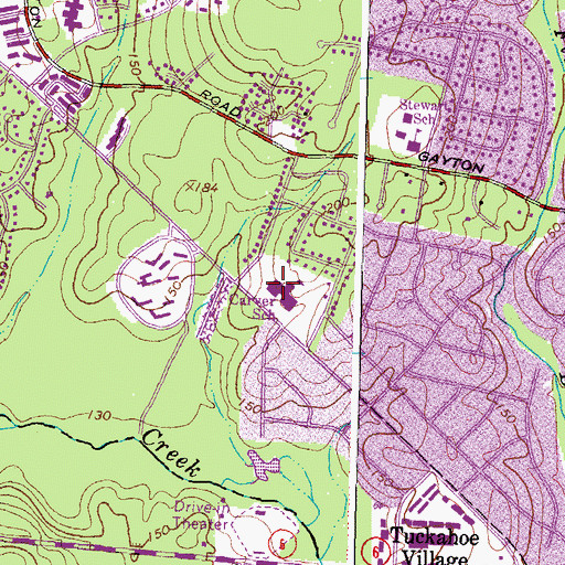Topographic Map of Ruby F Carver Elementary School, VA