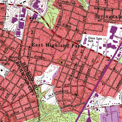 Topographic Map of East Highland Park Baptist Church, VA
