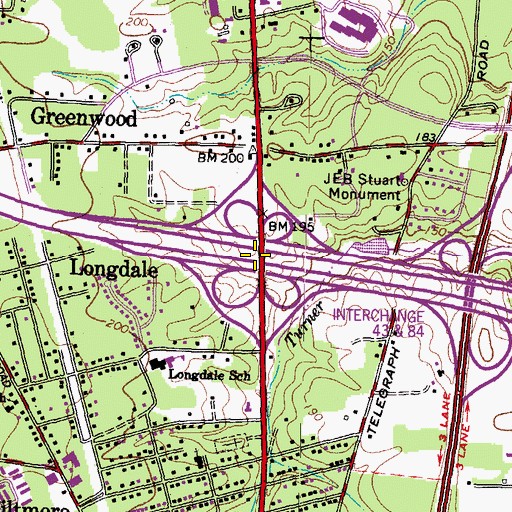 Topographic Map of Interchange 43, VA