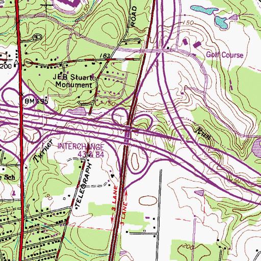 Topographic Map of Interchange 84, VA