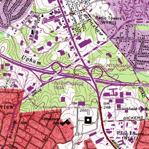 Topographic Map of Interchange 183, VA
