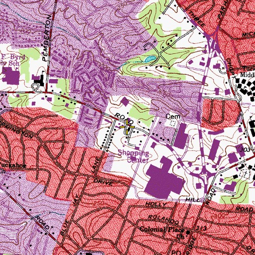 Topographic Map of Quioccasin Baptist Church, VA