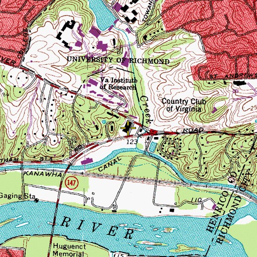 Topographic Map of River Road Shopping Center, VA