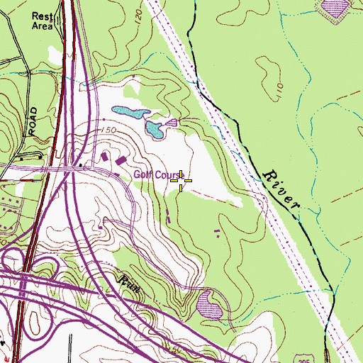 Topographic Map of Crossings Golf Club, VA