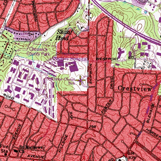 Topographic Map of Three Chopt Elementary School, VA
