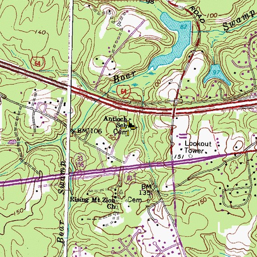 Topographic Map of Antioch Cemetery, VA