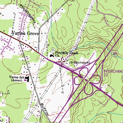 Topographic Map of Bennets Store (historical), VA