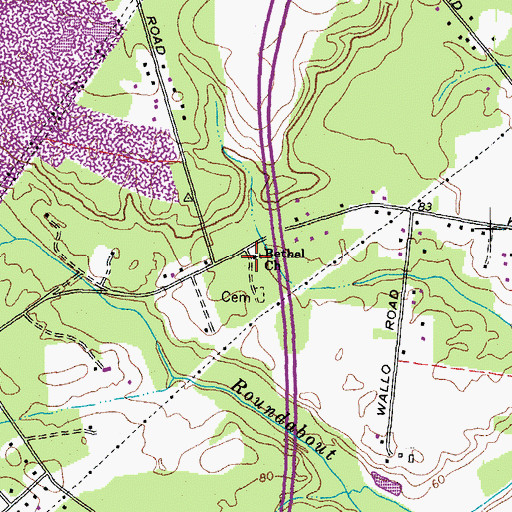 Topographic Map of Bethel School (historical), VA