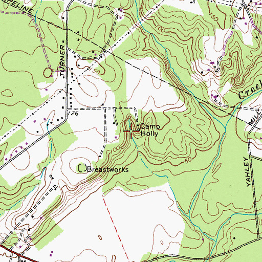 Topographic Map of Camp Holly Springs, VA