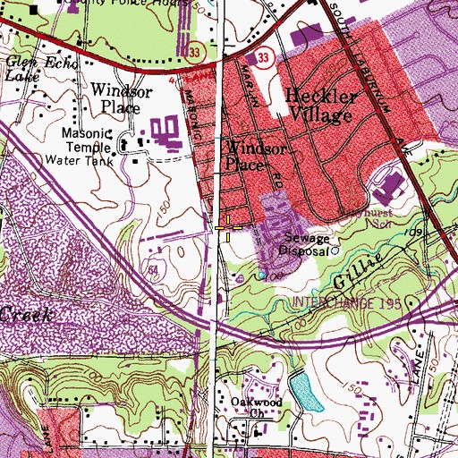 Topographic Map of Fairfield Kingdom Hall of Jehovahs Witnesses, VA