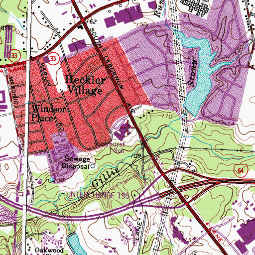 Topographic Map of Jacob L Adams Elementary School, VA