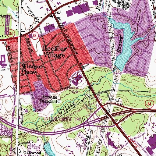 Topographic Map of Jacob L Adams Elementary School, VA