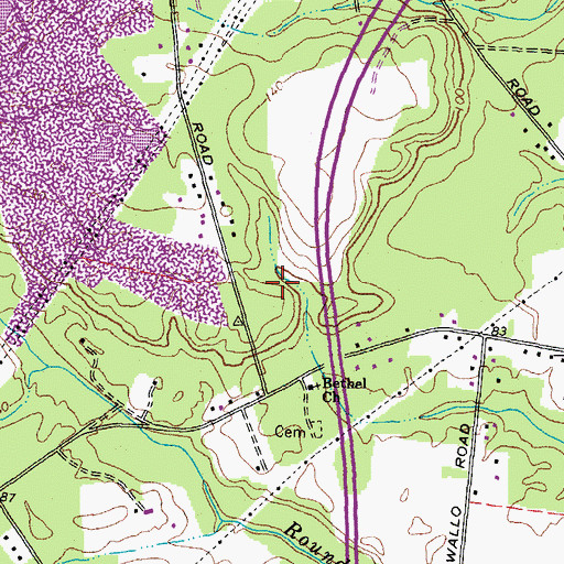Topographic Map of James Cemetery, VA