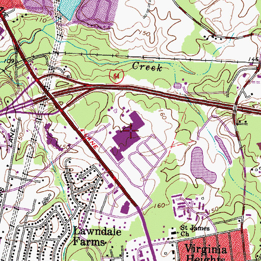 Topographic Map of Laburnum Park Shopping Center, VA