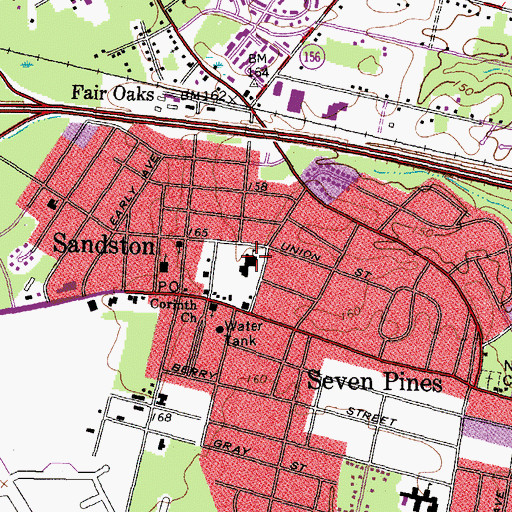 Topographic Map of Sandston Elementary School, VA