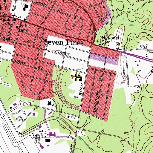Topographic Map of Seven Pines Elementary School, VA