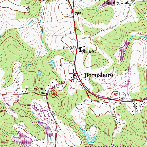 Topographic Map of Boonsboro United Methodist Church, VA