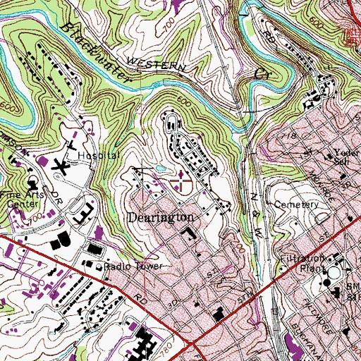 Topographic Map of Jefferson Park Recreation Center, VA