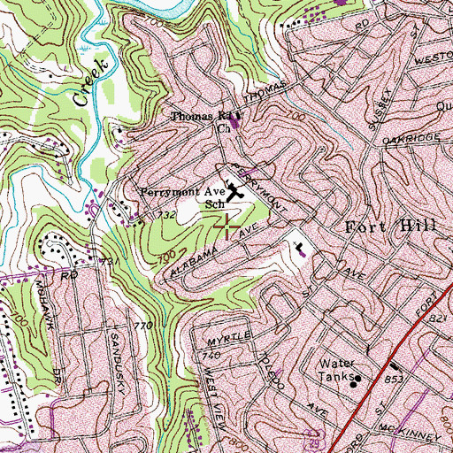Topographic Map of Perrymont Park, VA